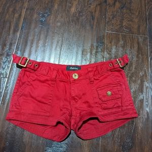 Red Denim Booty Shorts